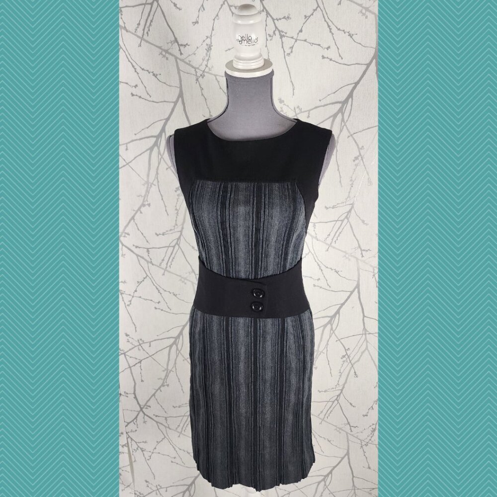 Tension Navy Stripe Colorblock Stretch Knit Midi Sheath Dress